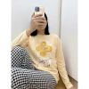 Sét bộ dài mặc Tết, mặc Đông xinh xắn LAMFASHION, Đồ bộ dài mặc nhà in hình, quần kate dáng suông, Áo dài tay xượt mềm 6
