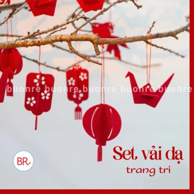 Set Dây Treo Trang Trí Tết Vải Dạ Đèn Lồng Họa Tiết Truyền Thống Đón Xuân 29k