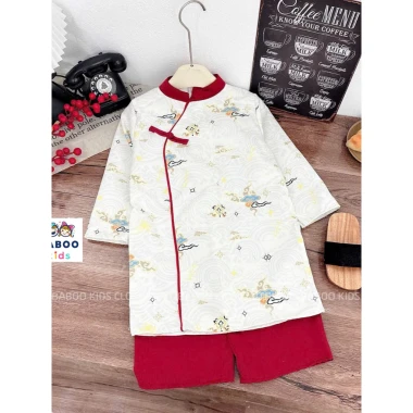 Set đồ truyền thống trẻ em cao cấp – Áo dài/giao lĩnh cách tân bé trai bé gái mặc Tết, lễ hội 4
