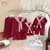 Set gia đình COCANDY áo dài nỉ đỏ trơn - chất liệu mềm mại, phong cách đẹp