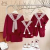 Set gia đình COCANDY áo dài nỉ đỏ trơn - chất liệu mềm mại, phong cách đẹp 2