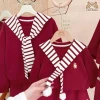 Set gia đình COCANDY áo dài nỉ đỏ trơn - chất liệu mềm mại, phong cách đẹp 4