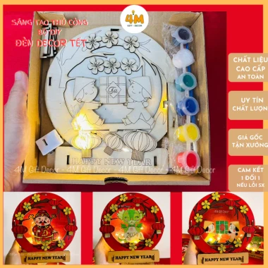 Set gỗ DIY làm đèn Tết 4MDecor, TÔ MÀU, LẮP GHÉP, DECOR Tết, tổ chức Workshop quà tặng bé 2