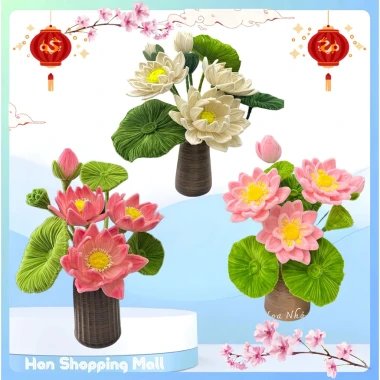Set nguyên liệu hoa sen kẽm nhung handmade DIY trang trí nhà cửa giá rẻ chỉ 150k 3