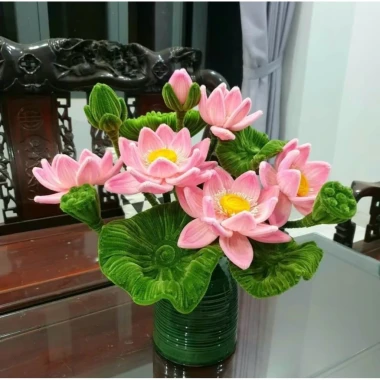 Set nguyên liệu hoa sen kẽm nhung handmade DIY trang trí nhà cửa giá rẻ chỉ 150k 7