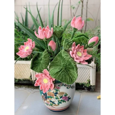 Set nguyên liệu hoa sen kẽm nhung handmade DIY trang trí nhà cửa giá rẻ chỉ 150k 8
