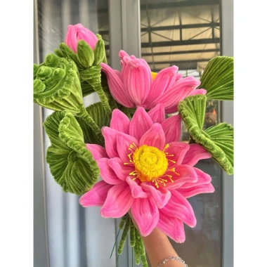 Set nguyên liệu hoa sen kẽm nhung handmade DIY trang trí nhà cửa giá rẻ chỉ 150k 9