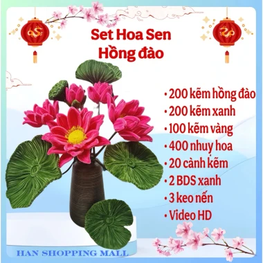 Set nguyên liệu hoa sen kẽm nhung handmade DIY trang trí nhà cửa giá rẻ chỉ 150k 13