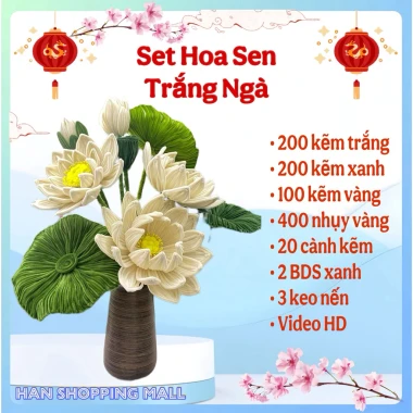 Set nguyên liệu hoa sen kẽm nhung handmade DIY trang trí nhà cửa giá rẻ chỉ 150k 14