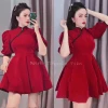 Set nhung bigsize 60-140kg: tết chân váy + áo thêu cò lung chun, ưu đãi 236.000 4