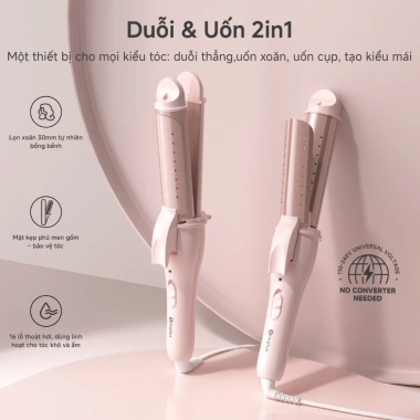 Simplus Máy Uốn & Duỗi Tóc 2 trong 1 30mm Lõi Gốm - Dùng ướt/kho, Bảo hành 1 năm, Giá chỉ 249k 2