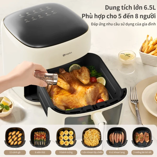 Hình ảnh sản phẩm Simplus Nồi Chiên Không Dầu 6.5L Thiết kế nhỏ gọn dung tích "cỡ lớn" chiên rán thỏa thích KQZG018 Bảo Hành 1 Năm 1 Đổi 1