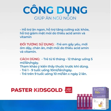 Siro Paster Kid Gold - Hỗ Trợ Ăn Ngon, Tăng Cường Sức Đề Kháng Dùng Cho Trẻ Gầy, Mới Ốm Dậy