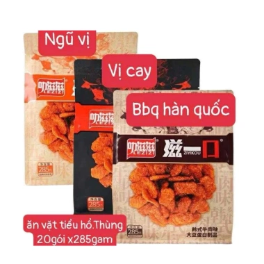 Snack Ziyi Cắn Vị 285g (19 túi) - Bò Chay Cay Kiểu Hàn, Đậu Tương Cay, Siêu Ngon 39k