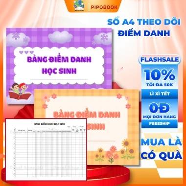 Sổ ghi bảng điểm danh học sinh 50 tờ A4 giấy 80gsm - Giá gốc 44,800 - Giảm còn 35,000 Sổ ghi bảng điểm danh học sinh 50 tờ A4 giấy 80gsm - Giá gốc 44,800 - Giảm còn 35,000
