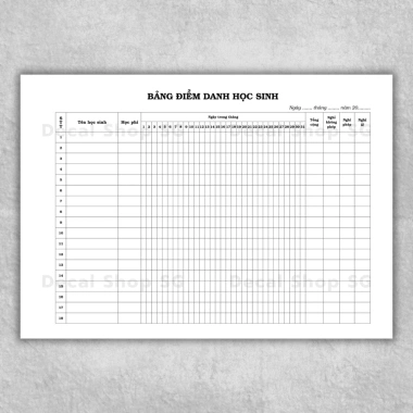 Sổ ghi bảng điểm danh học sinh 50 tờ A4 giấy 80gsm - Giá gốc 44,800 - Giảm còn 35,000