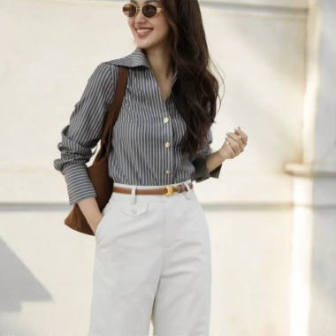 Sơ mi suông cổ liền HAGOO công sở thanh lịch - Giá ưu đãi 775.000₫ 2
