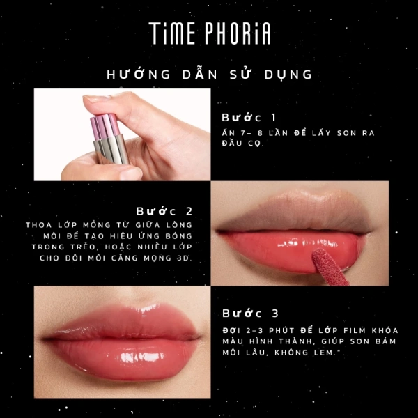 Hình ảnh sản phẩm Son bóng Time Phoria lớp tint lỳ nhẹ bền màu lâu trôi, không bết dính - 151.000 VND