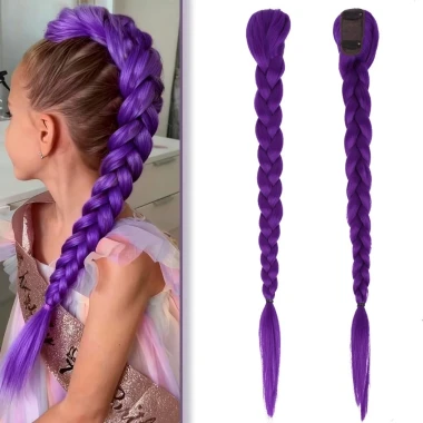 SYRON Bện Tóc Đuôi Ngựa Tím 26 inch Cosplay Demon Hunters Rumi kèm Kẹp Tổng Hợp 4
