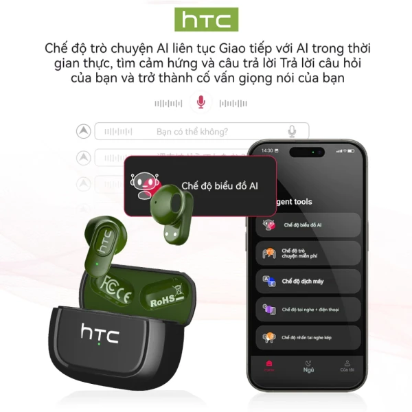 Hình ảnh sản phẩm Tai Nghe Bluetooth HTC NE51 Phiên Dịch AI 134 Ngôn Ngữ Chống Ồn HIFI ASMR Giá Rẻ