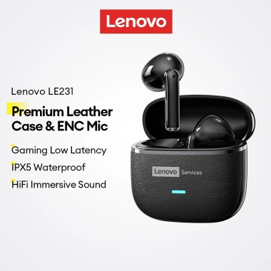 Tai nghe Bluetooth Lenovo LE231 TWS giảm tiếng ồn ENC, game trễ thấp, vỏ da IPX5 chỉ 239.000₫