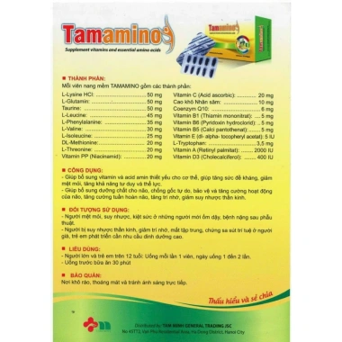 Tamamino viên uống bổ sung vitamin: tăng sức đề kháng, giảm mệt mỏi, chỉ 350.000 VND