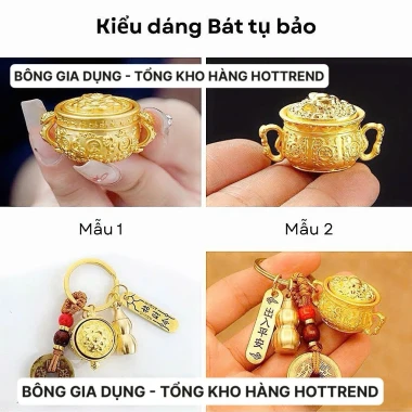 [ Tặng Kèm Móc Khóa Đồng và Chu Sa ] Móc khóa Phong thủy Bát Tụ Bảo 12 Con Giáp , Nắp Xoay 360 , Bằng Hợp Kim, Size Lớn 5