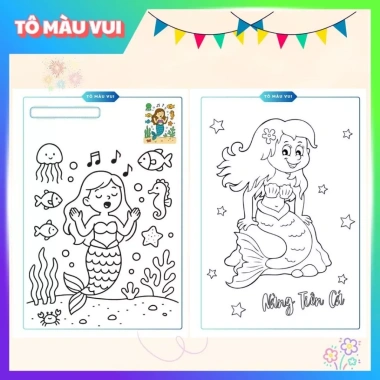 Tập 20 Tranh Tô Màu Nàng Tiên Cá xinh đẹp dưới đại dương | Giấy dày A4/A5 cho bé thỏa sức sáng tạo
