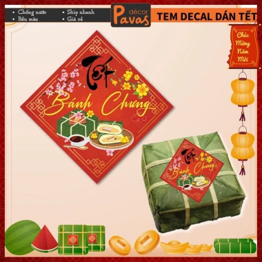 Tem Tết Dán Dưa Hấu Bánh Chưng Bánh Tét chống nước, cắt sẵn nhiều kích thước trang trí hộp bánh, kẹo, mứt ngày tết. TT60 2 Tem Tết Dán Dưa Hấu Bánh Chưng Bánh Tét chống nước, cắt sẵn nhiều kích thước trang trí hộp bánh, kẹo, mứt ngày tết. TT60 2