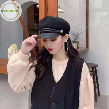 Terokk Dây Xích Mũ Nỉ Đen Phẳng Nữ Phong Cách Quân Đội Mùa Đông Du Lịch Giá Cực Sốc 71604đ 3