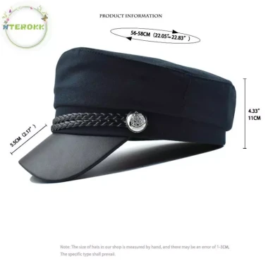 Terokk Dây Xích Mũ Nỉ Đen Phẳng Nữ Phong Cách Quân Đội Mùa Đông Du Lịch Giá Cực Sốc 71604đ 6