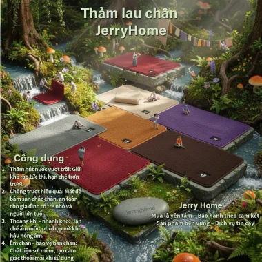 Thảm Chùi Chân Chống Trượt 5 Món - Tiện Lợi, Thấm Nước, Giá 24400đ Jerry Home 3 Thảm Chùi Chân Chống Trượt 5 Món - Tiện Lợi, Thấm Nước, Giá 24400đ Jerry Home 3