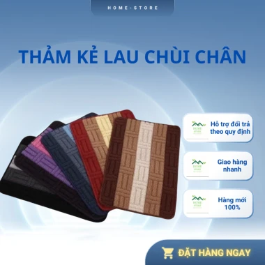 Thảm Len Lau Chân Kẻ Sọc Siêu Thấm Chống Trơn 40x60cm Cho Phòng Ngủ Tắm Khách Bếp Giá Rẻ