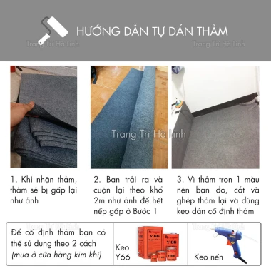 Thảm nỉ trải sàn văn phòng đỏ đô đẹp, giá rẻ chỉ 15000đ/m2, khổ 2m, dày 3mm 7