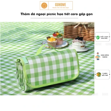 Thảm Picnic Dã Ngoại Chống Thấm Gấp Gọn Cắm Trại Du Lịch Caro Họa Tiết Giá Rẻ 42k 11