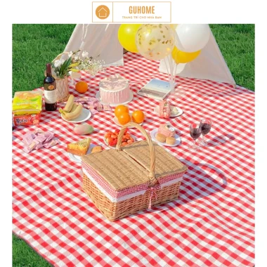 Thảm Picnic Dã Ngoại Chống Thấm Gấp Gọn Cắm Trại Du Lịch Caro Họa Tiết Giá Rẻ 42k 12