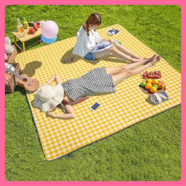Thảm Picnic Dã Ngoại Chống Thấm Gấp Gọn Cắm Trại Du Lịch Caro Họa Tiết Giá Rẻ 42k 13