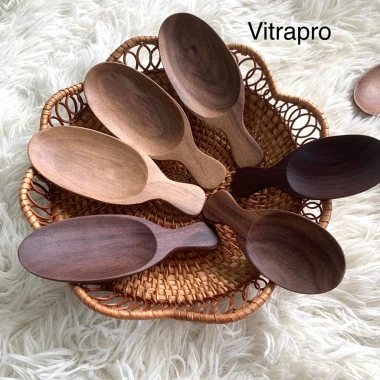 Thìa Muôi Xúc Hạt Gỗ Óc Chó Oval Cán Ngắn cho Trà, Cà Phê, Đồ Bột Giá 25.000 4