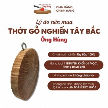 Thớt Gia Đình gỗ Nghiến Tây Bắc Ông Hùng Tròn dùng Gia Đình Để Mộc Không Mùn Không Tâm Kháng Khuẩn An Toàn Sức Khỏe 6