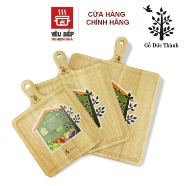 Thớt Gỗ Cao Su Tự Nhiên Đức Thành Hình Vuông Có Tay Cầm - Giá Ưu Đãi 109,000 VND