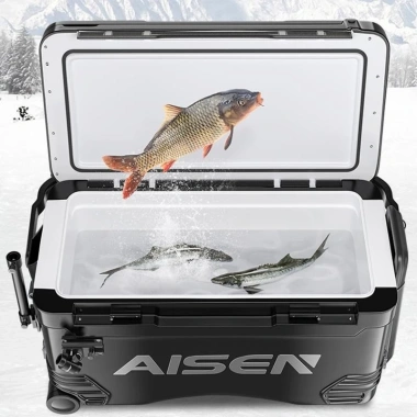 Thùng Câu Đài Aisen 42L Cao Cấp, Chắc Chắn, Bánh Xe Địa Hình - DIHOSO FISHING