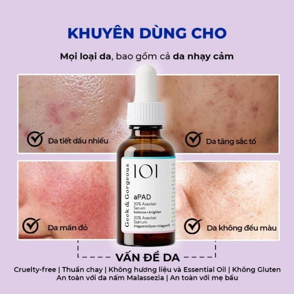 Hình ảnh sản phẩm Tinh chất aPAD 20% Azelaic Acid 30ml - Mờ thâm, dưỡng sáng, kiểm soát dầu - 419k