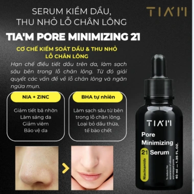 Tinh Chất TIAM Pore Minimizing 21 Serum Niacinamide 20% và Zinc 1% Kiểm Dầu Ngừa Mụn 40ml 129.900₫