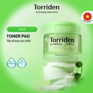 Torriden chính hãng Toner Pad Balanceful Cica 180ml 60 miếng - Dưỡng ẩm, cân bằng da, giá ưu đãi 277.200
