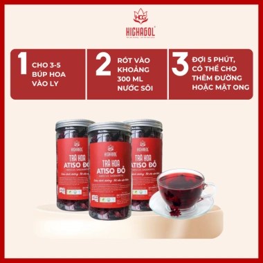 Trà Đài Hoa Atiso Đỏ Hichagol 100% Thiên Nhiên - Giảm Cân, Tốt Tiêu Hóa, 80gr