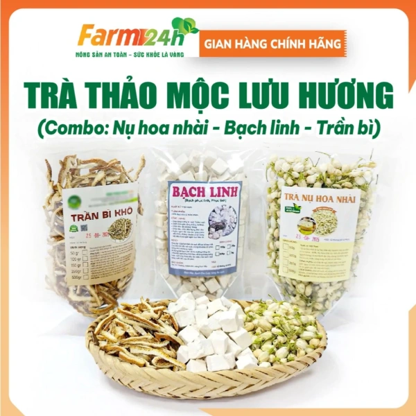 Hình ảnh sản phẩm Trà lưu hương - Bạch phục linh, hoa nhài, trần bì - khử mùi, không nước hoa - 78.777đ