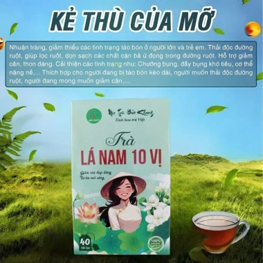 Trà thảo mộc Bảo khang Hộp 40 gói trà túi lọc, Lá Nam 10 vị ,kiểm soát cân nặng, thanh lọc cơ thể, đẹp da , giảm mở bụng