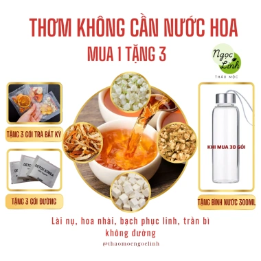 Trà Thơm Thải Độc Thaomocngoclinh - Nhài Nụ, Hoa Nhài, Bạch Phục Linh, Trần Bì - Giá 60.900đ Trà Thơm Thải Độc Thaomocngoclinh - Nhài Nụ, Hoa Nhài, Bạch Phục Linh, Trần Bì - Giá 60.900đ