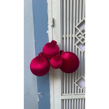 Trang Trí Noel - Quả Châu Nhung Đỏ Decor Sự Kiện GIÁM 17% Chỉ 20.900đ 4