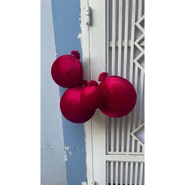 Trang Trí Noel - Quả Châu Nhung Đỏ Decor Sự Kiện GIÁM 17% Chỉ 20.900đ 5